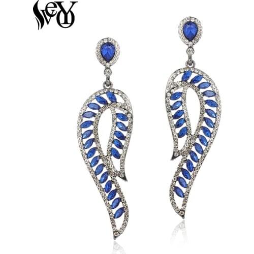 VEYO Hollow out Crystal Rhinestone Drop Earrings for Women Symmetric design New Fashion Jewelry