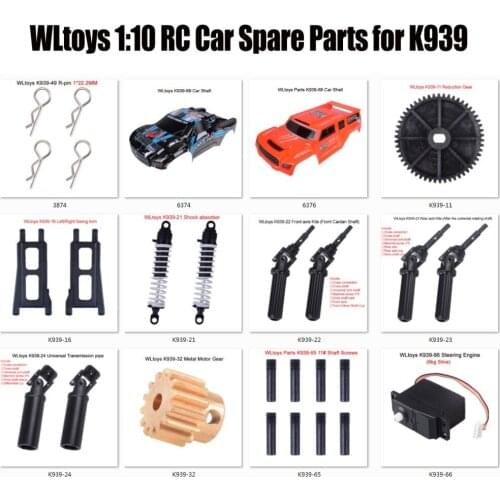 WLtoys 1:10 RC Car Spare Parts Metal Motor Gear/R-Pin K939-65 Receiver board K939-16 Swing Arm K939-22 23 Front/Rear Axle Kits