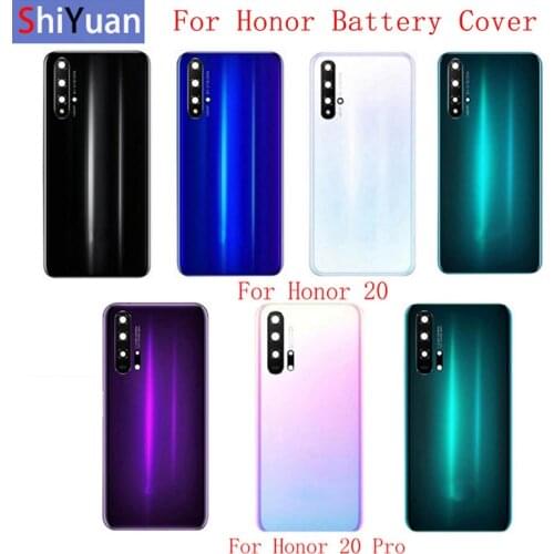 Back Glass Battery Cover Case Housing Case Rear Door Panel For Huawei Honor 20 20S 20Pro Back Cover+Camera Lens Replacement