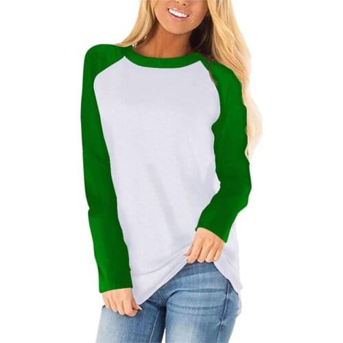 40# Harajuku Solid Splicing Blouses Women Casual Round Neck Long Sleeve Casual Tee Shirt Blouse Tops Loose Casual Блузка Женская