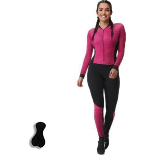 Womens Long Sleeve Cycling Jersey Breathable Suit, Triathlon Jumpsuit Bicycle Bike Riding Set Running Cycling Clothing Jumpsuit