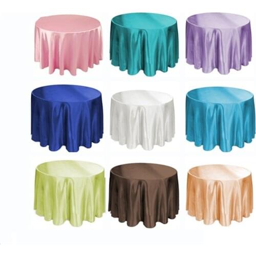 1pcs Round Satin Tablecloth Solid Color Wedding Table Cloth Cover Overlay Tableware Cover for Home Restaurant Banquet Decoration
