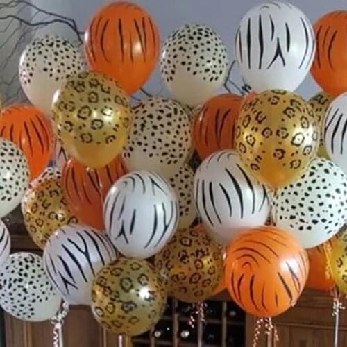 10Pcs 12inch Tiger Zebra Cow Animal Air Helium Latex Balloon For Kids Gift Birthday Party Decor Animal Zoo Theme Supplies Toys