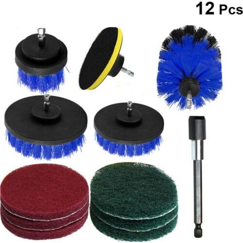 12pcs Electric Drill Cleaning Brush Cleaner Combo Tool Kit Power For Carpet Glass Car Tires Nylon Brushes Scrubber