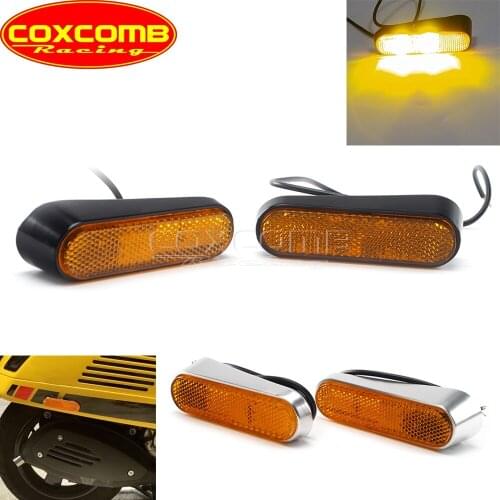 2x Front/Rear LED Amber CNC Turn Signal Lamp Indicator Blinker Flasher Light For Piaggio Vespa GTS 300 Sprint 150 Primavera 150