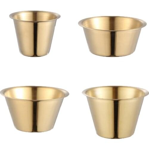 4pcs Reusable Stainless Steel Appetizer Dipping Bowl Plates Sauce Container Dipping Sauce Cups for Barbecue Bar Restaurant