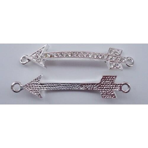 45*10 mm silver bottom with alloy curve arrowhead bead,pave bracelet jewelry SP findings makings charms beads