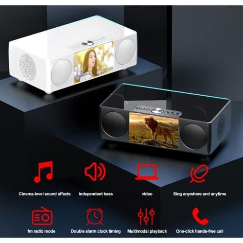 Bluetooth Speaker Video Player Portable Wireless HiFi Stereo Sound Subwoofer 8000mAh Power Bank Recorder Car Audio
