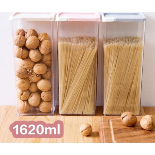 Large Clear Noodle Storage Box Spaghetti Rice Beans Dry Food Container Chopsticks Cutlery Kitchen Organizer Storage Case 1620ML