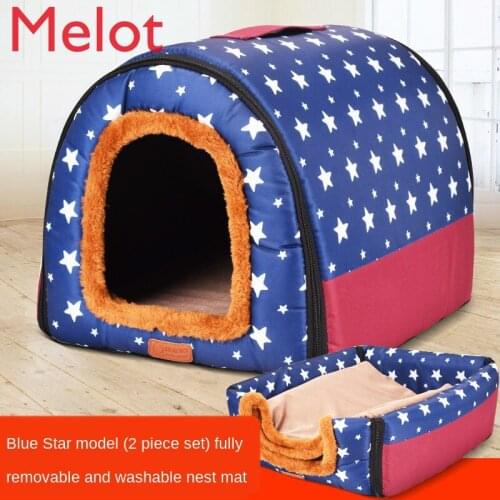 Kennel Large Dog Winter Warm House Type Removable and Washable Pet Kennel Closed Four Seasons Universal Golden Retriever