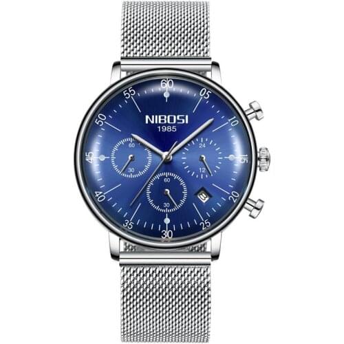NIBOSI Hemispheric Fashion Round Watch Luxury Business Watch Arched Glass Waterproof Scratch Resistant Mens Watch relogio mascu