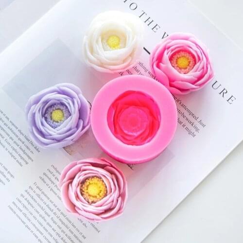 Flower Handmade Soap Silicone Mold 1pc Peony DIY Silicone Soap Molds Soap Fondant Cake Decor Chocolate Mold Making Candle Mold