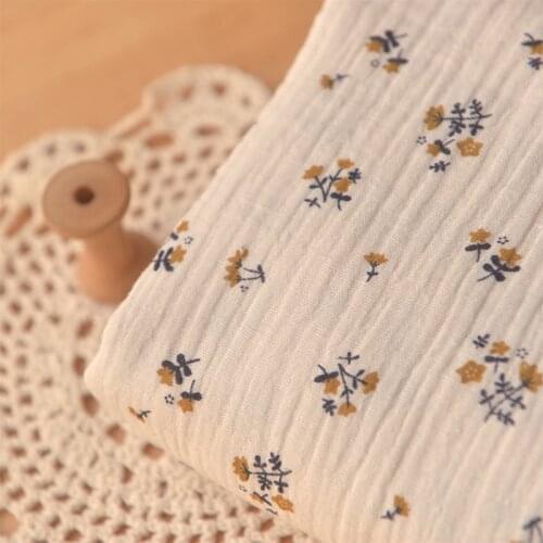 Printed Double Layer Cotton Fabric Printed Yellow Cluster Cotton Cloth For coat robe skirt clothes sofa towel DIY Material