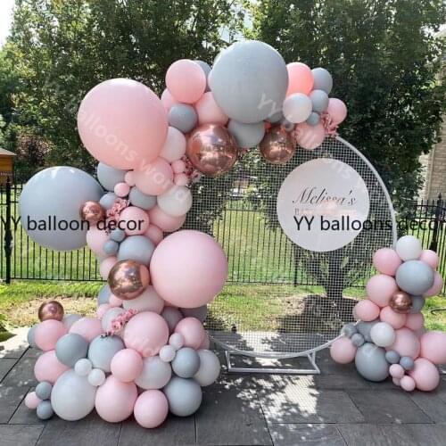 Global Macaron Balloon Arch Garland Pink Gray Rose Gold Confetti Balloon for Wedding Birthday Baby Shower New Year Party Decor