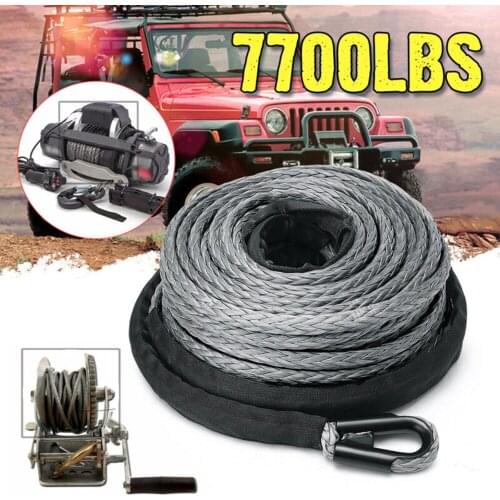 Hot sale 15m Winch Rope ATV UTV High Strength Synthetic Winch Line Cable Rope Tow Cord with Sheath Gray