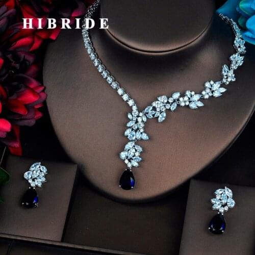 HIBRIDE Beautiful Design Blue Full Cubic Zirconia Women Bride Jewelry Sets Earring Set Wedding Accessories Gifts Wholesale N-431