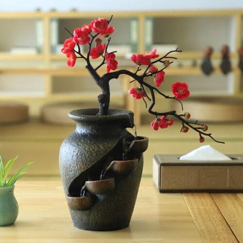 Artificial Plant Vase Creative Craft Garden Indoor Resin Waterfall Fountain Desktop Landscape Decoration