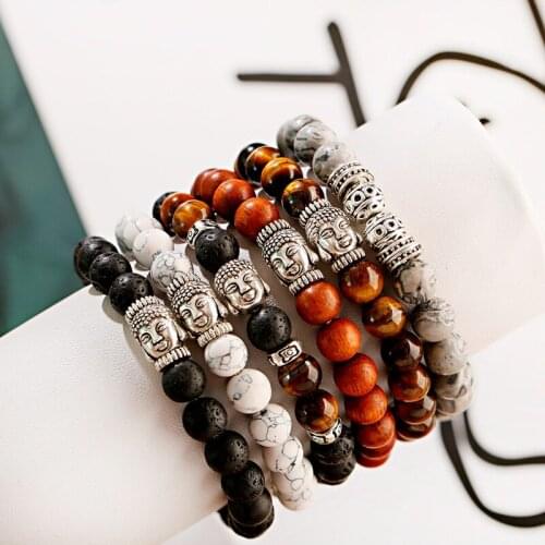 Classic Buddhist Stone Beads Bracelet Men Homme Ethinc Tibetan Bileklik Buddha Alloy Prayer Bracelet Yoga For Women