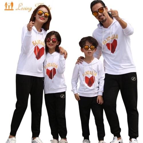 Family Matching Outfits Mother Daughter Hoodies Pants Set Spring Autumn Father Son Family Clothing Men Women Children Hooded Set