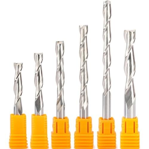 2pc 1/8" Solid Carbide 3.175mm 4mm 5mm 6mm 8mm 10mm Endmill Double Two Flute Spiral Milling Cutter CNC Router Woodwork End Mill