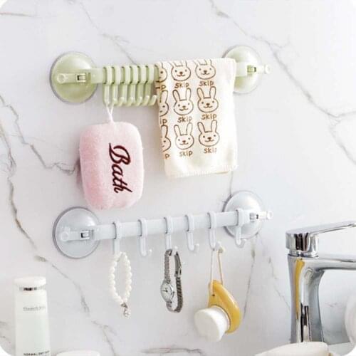 Colourful Fashion Towel Rack Suction Cup 6 Hooks Bathroom Kitchen Wall Door Holder Sucker Hanger Sundries Clip Randomly