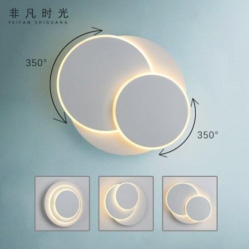 Creative rotating wall lamp round simple modern living room dining room staircase study bedroom bedside lamp wall lamp LB030502