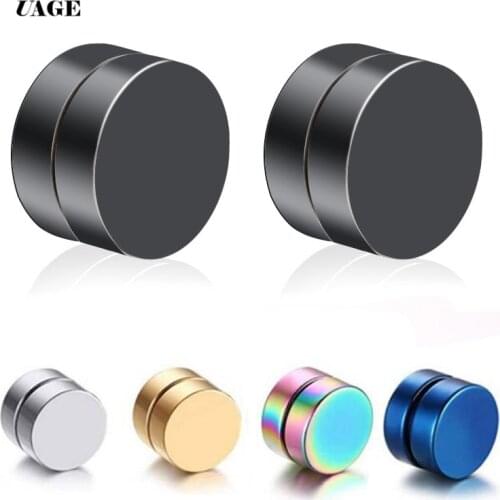 UAGE Round Beautiful Circle Non Piercing 1PC Strong Magnet Magnetic Mens Ear Clip About6mm/8mm/10mm/12mm5 Colors Girls Earrings