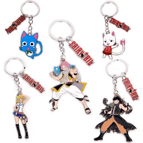 FAIRY TAIL Etherious Lucy Happy Erza Scarlet Figure doll pendant Fashion Jewelry Necklace Key chain keyrings