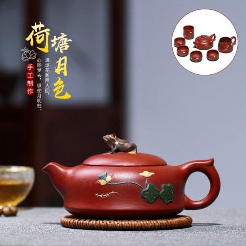 Lotus pond moonlight recommended wholesale famous all hand authentic dahongpao teapot a substituting tea set