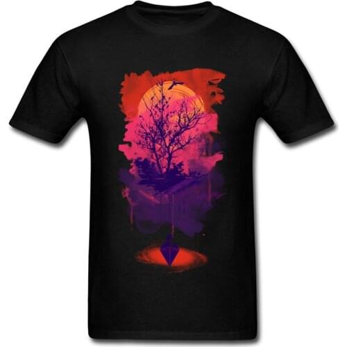 2018 Sunset Print Men T-shirt Watercolor Art Design Male Summer Short Sleeve Fashion Top Tee Shirt Custom Company