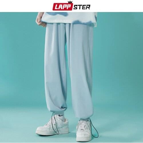 LAPPSTER Men Solid Harajuku Vintage Joggers Pants 2021 Mens Japanese Streetwear Baggy Causal Pants Man Korean Fashion Sweatpants