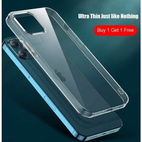 2 Pcs Soft TPU Clear Case for iPhone 11 12 Pro Max 12 Mini SE 2020 Ultra Thin Silicon Cover for iPhone Xr X 10 Xs 6s 7 8 Plus 5S