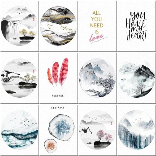 Minimalist Style DIY Painting By Numbers Mountain Coloring By Numbers Landscape Paint Canvas Picture Oil Painting Handmade Gift