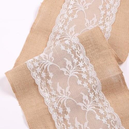 NEW Home Jute Burlap White Lace Event Party Supplies Knife Fork Bag Birthday Cultery Wedding Decoration Table Runner