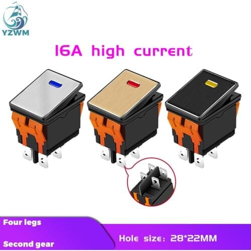 YZWM Kcd4 ship type switch 2 gear leg 4 ship type with LED Waterproof metal panel button switch 16A high power