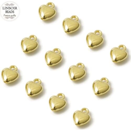 Linsoir 100pcs/lot 10x8mm CCB Gold/Sliver Color Heart Charms Pendant With Hanging For DIY Necklace Bracelets Jewelry Accessories