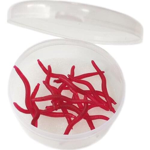 S/M /L Red Earthworm Soft Fishing Lure Round Storage pesca Case Bait Container Box Tackle