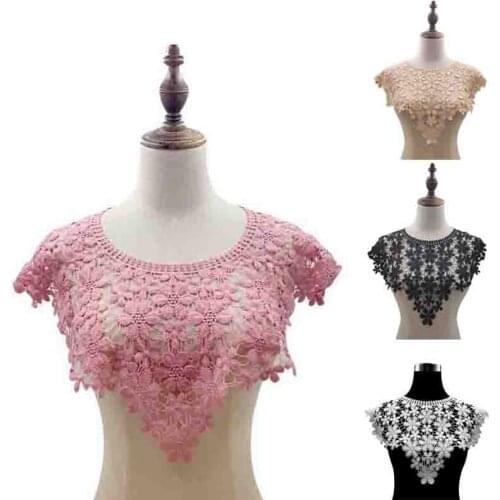 DIY Neckline Fake Collar Patches Lace Collar Hollow Corsage Neckline Fake Collar Shawl Vest Patches Embroidered Florla Patches
