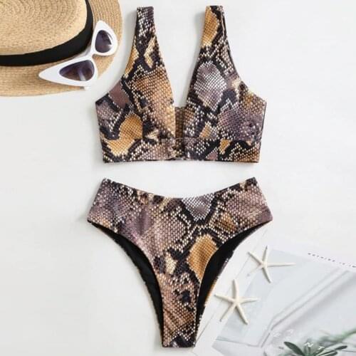 #Z15 Sexy Snake Bikinis Women Bikini Set Push Up Thong Biquini High Cut Swimwear Women Mini Swimsuit Female Bathing Suit