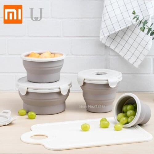 Youpin Outdoor picnic portable folding health and safety Silicone lunch box Travel instant noodle bowl with lid set