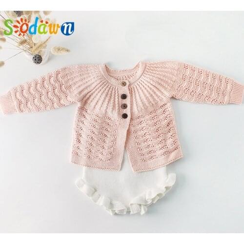 Sodawn Autumn Baby Girls Clothes Knitted Jumpsuit 2PCS Cute Bodysuit+Cardigan Sweater Coat Toddler Infant Romper For Girls Sets