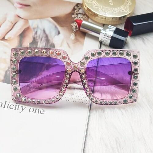 Oversized Square Diamond Sunglasses Women Personality Fashion Bling Rhinestone Sun Glasses Men Big Frames Shades Oculos UV400