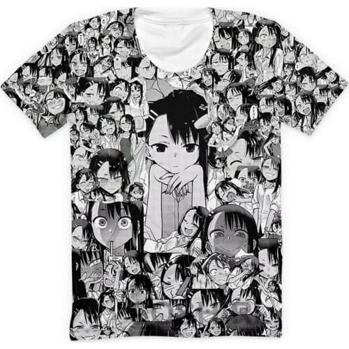SOSHIRL Kawaii Nagatoro Face T Shirt Hipster Funny Cosplay Black Gothic T-shirt Summer Hip Hop Streetwear Harajuku Anime Tops