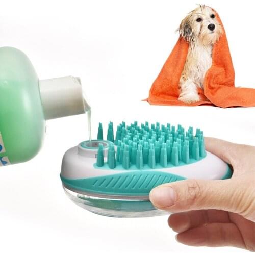 Pet dog bath brush comb pet spa massage brush soft silicone dog cat shower hair beauty dog cleaning tools pet supplies