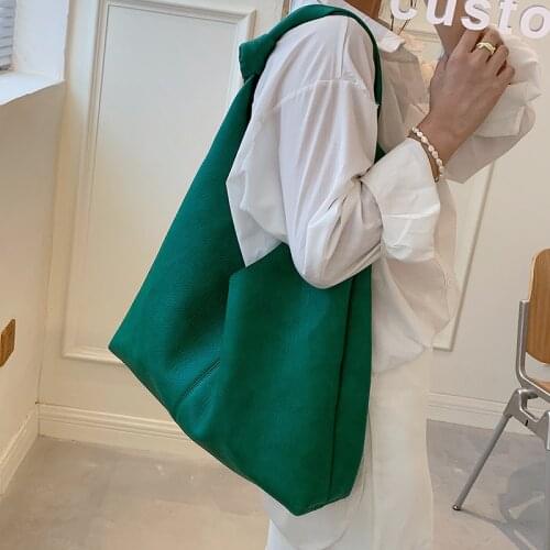 High Capacity Solid Color Soft PU Leather Shoulder Bags For Women 2021 Elegant Handbags Female Travel Totes Lady Fashion Bags