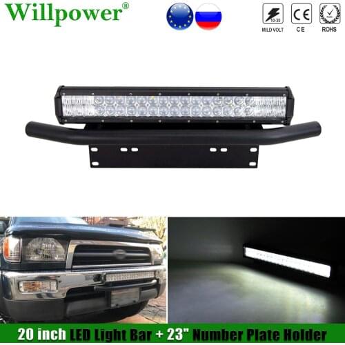 Offroad Car 23" License Number Plate Holder w/ 20" LED Light Bar Projector Fog Light 4x4 Truck SUV Fog Lightbar Driving Lamp