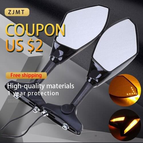 For BMW Integrated Side Mirrors Rearview Mirror Motorbike Aaccessories Motorcycle LED Turn Signal Mirrors A Pair Turn Indicators