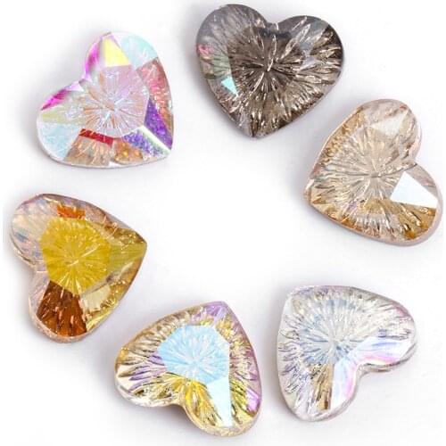 XiChuan K9 Arc Carved Heart Nail Art Rhinestones Nail Accessories Craft Glass Crystal Beads For DIY Nail Art Glue On Rhinestone