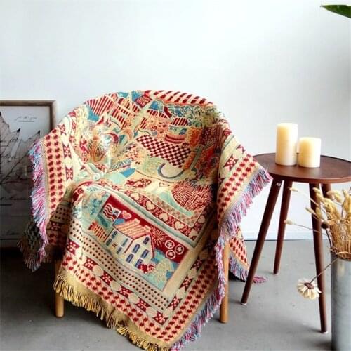 Southeast Asia Throw Blanket Multifunction Sofa Covers Cobertor Dust Cover Air Conditioning Non-slip Retro Art Blankets For Bed