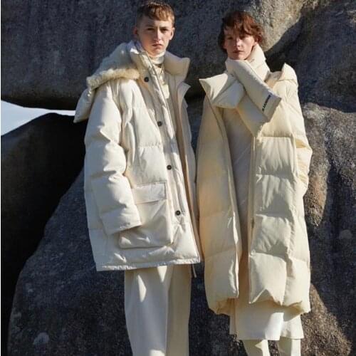 Fit -30℃ Winter bread style thick warm natural duck down coats female Oversized parkas hooded longer Down jackets warm coat F675